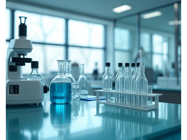 A laboratory setting with vials and scientific equipment, subtly illustrating nutrient deficiency testing. Clean, sterile, and professional atmosphere.