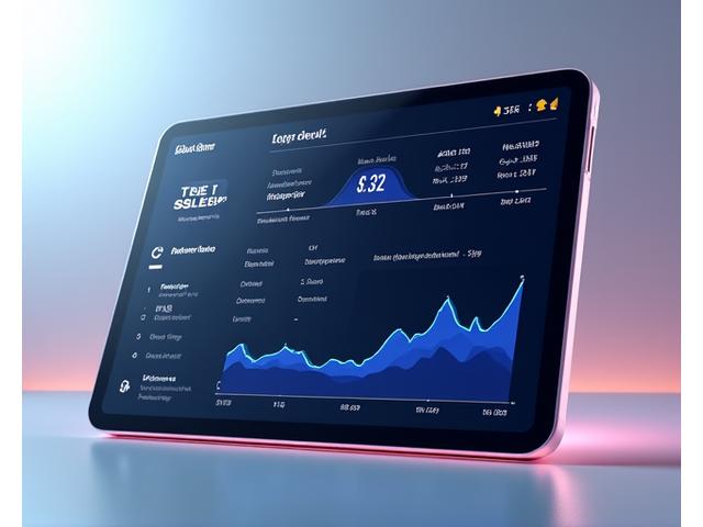 A clean, modern digital dashboard displaying sleep metrics like sleep duration, deep sleep, and REM sleep, with clear charts and graphs showing positive trends over time. The screen emits a soft, calming glow.